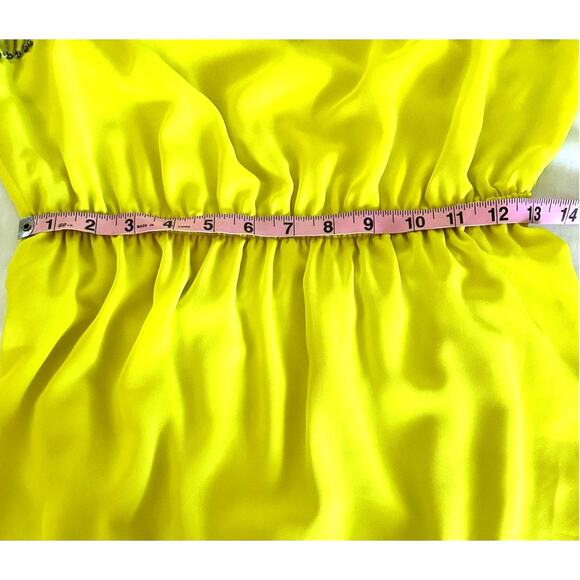 Bebe VTG Y2K Yellow Cage Beaded Sleeveless Mini Cocktail Dress Beaded Chain sz M - Picture 6 of 10